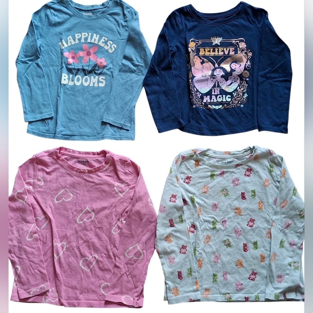 Lot of 4 little girl long sleeve shirts size S